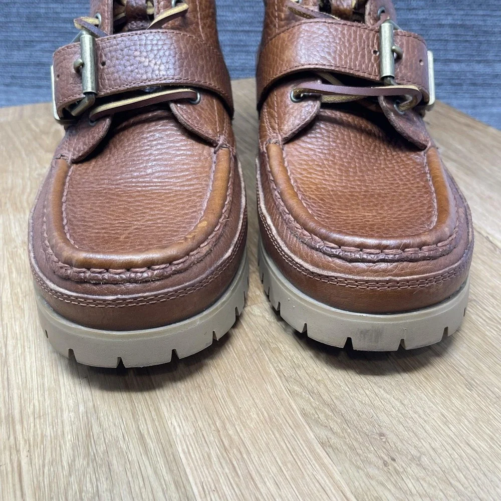 Polo Ralph Lauren Ranger Boots Men 8.5 Brown Leather Polo Country Ankle Buckle‎
